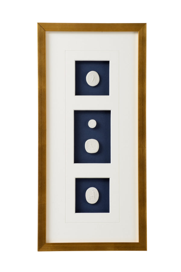 Chelsea House Intaglios — Navy Intaglio Artwork With Gold Leaf Frame, Glass-Ready Wall Art For Luxe Living Spaces 387065