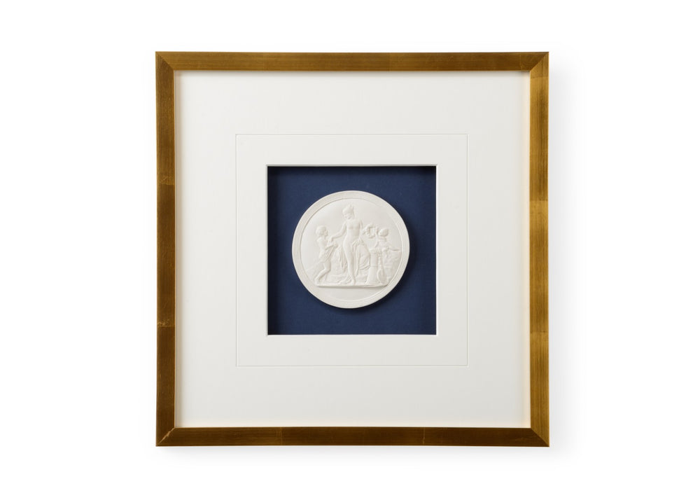 Chelsea House Intaglios Framed Art On Deep Navy With Gold Leaf Frame, 8-Ply Mat And Glass Glazing For Elegance And Protection 387066