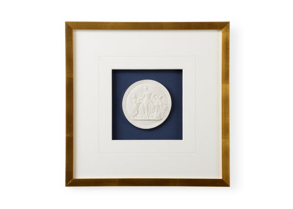 Chelsea House Intaglios Framed Art On Deep Navy With Gold Leaf Frame, 8-Ply Mat And Glass Glazing For Elegance And Protection 387066