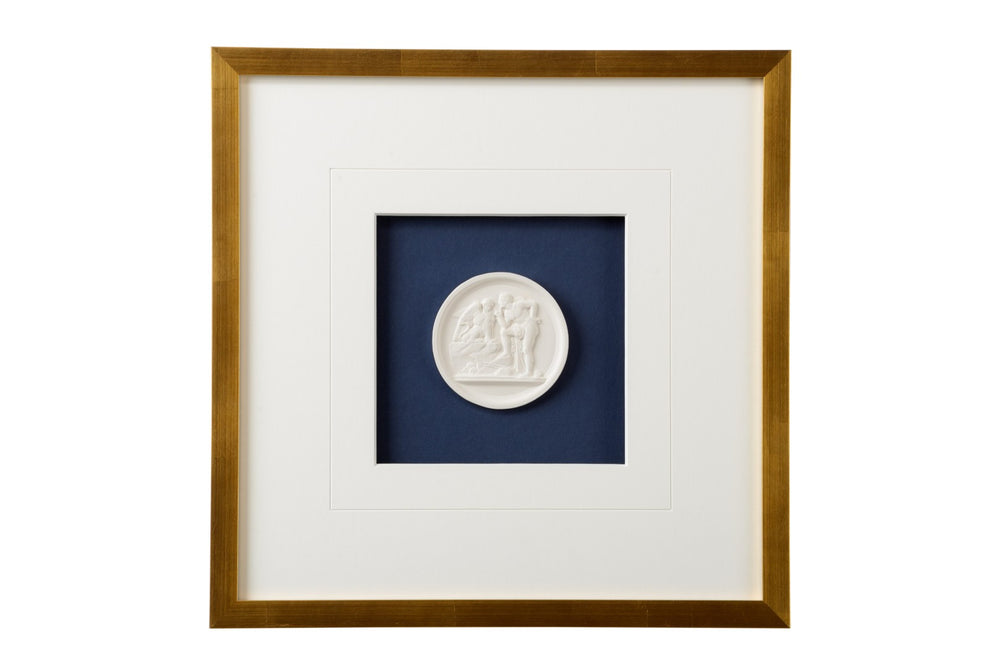 Chelsea House Intaglios Classic Navy Engraved Art In Gold Leaf Frame With 8-Ply Mat — Gallery-Ready Accent Piece 387067