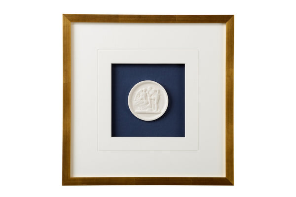 Chelsea House Intaglios Classic Navy Engraved Art In Gold Leaf Frame With 8-Ply Mat — Gallery-Ready Accent Piece 387067