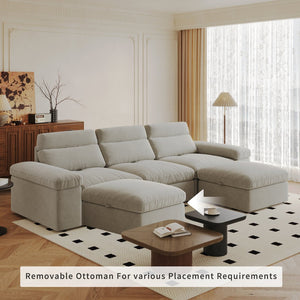 English Elm This modular cloud sofa offers adjustable reclining back, down-filled cushions, hidden storage and plush comfort for modern spaces Gray W3820S00007