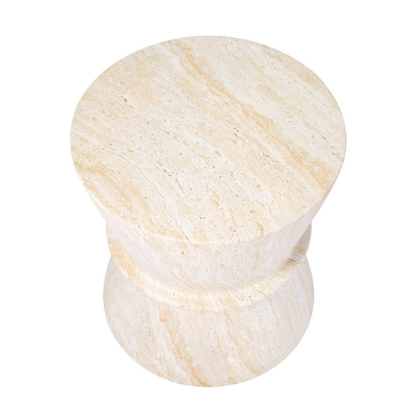 English Elm U_style Hourglass Mgo Concrete Outdoor Accent Table Sculptural Stone Texture Patio Decor Beige,Yellow N711P422072M