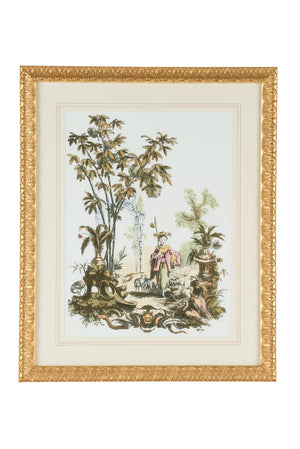Chelsea House Asian Garden I Ornate Gold Leaf Framed Print 33X27" With French Mat & Glass — Elegant Wall Focal Point 387117