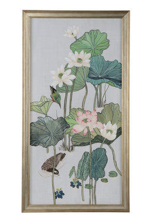 Chelsea House Lotus Serene Framed Print With Silver Leaf Frame And Protective Glass — Elegant Focal Art For Home 387121
