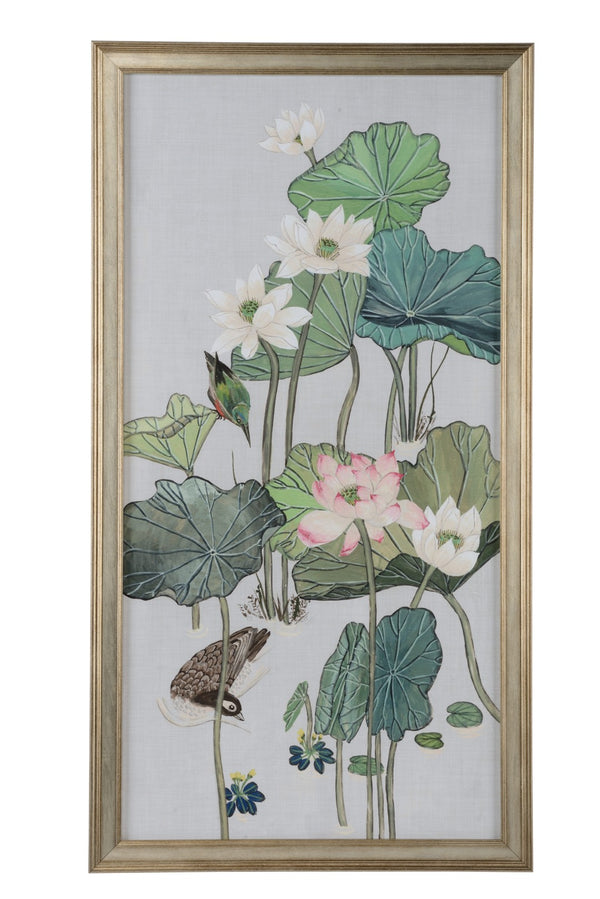 Chelsea House Lotus Serene Framed Print With Silver Leaf Frame And Protective Glass — Elegant Focal Art For Home 387121