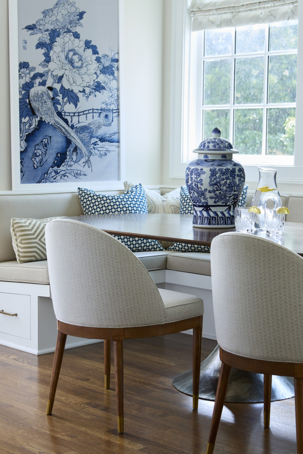 Chelsea House Blue Blue And White Asian Garden Ii Framed Print 51"X35" — Serene Modern Asian Motif, Glass-Protected Decor 387125