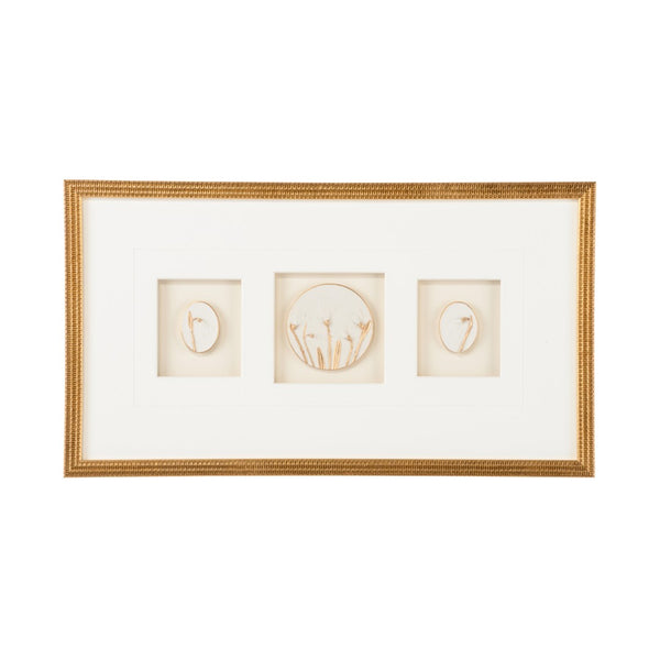 Chelsea House Botanical Gold Leaf Wall Relief Shadow Box — 8-Ply Mat, Glass Front, Luminous Textured Accent 387146