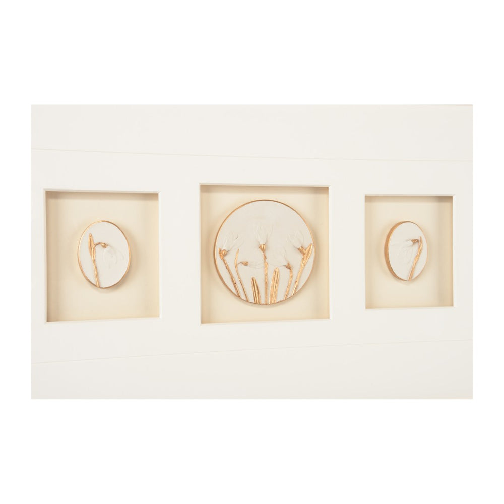 Chelsea House Botanical Gold Leaf Wall Relief Shadow Box — 8-Ply Mat, Glass Front, Luminous Textured Accent 387146