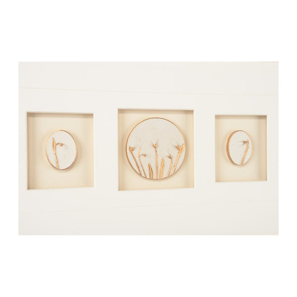 Chelsea House Botanical Gold Leaf Wall Relief Shadow Box — 8-Ply Mat, Glass Front, Luminous Textured Accent 387146