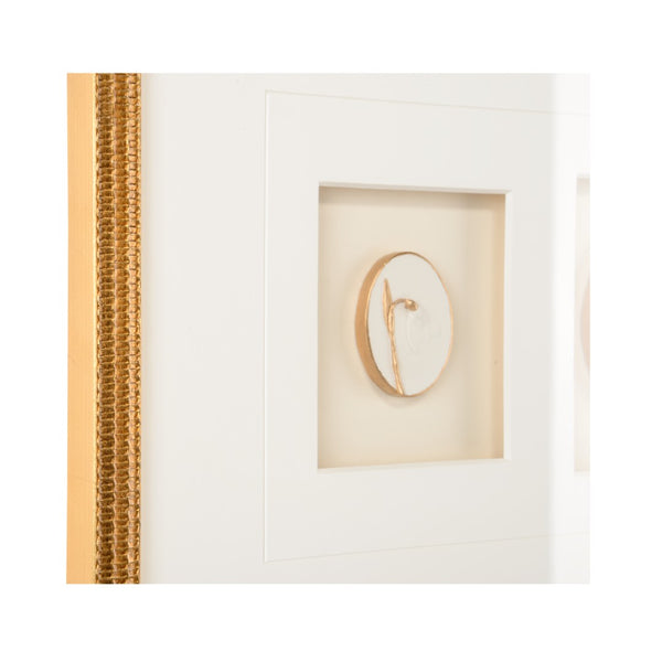 Chelsea House Botanical Gold Leaf Wall Relief Shadow Box — 8-Ply Mat, Glass Front, Luminous Textured Accent 387146