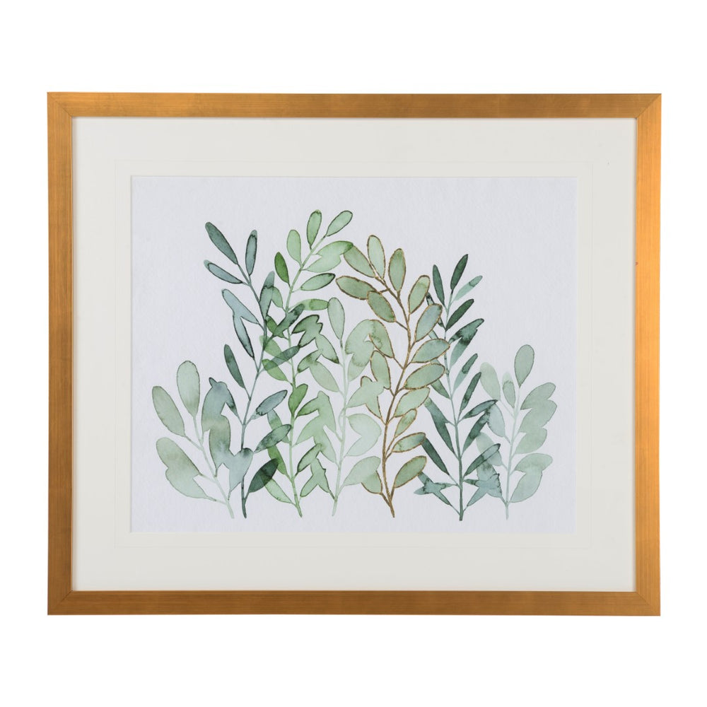 Chelsea House Foraged Greens Ii Botanical Art Print In Gold Leaf Frame With 8-Ply Mat — Gallery-Ready Neutral DéCor 35X40.75" 387150