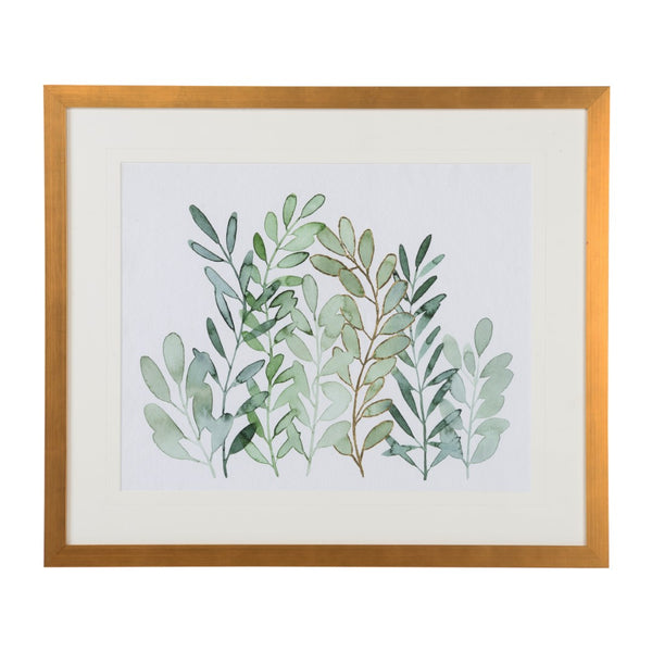 Chelsea House Foraged Greens Ii Botanical Art Print In Gold Leaf Frame With 8-Ply Mat — Gallery-Ready Neutral DéCor 35X40.75" 387150