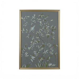 Chelsea House Buckhead Hand-Painted Pheasant Watercolor On Silk In Antique Silver Frame With Glass, 58"X40" 387155
