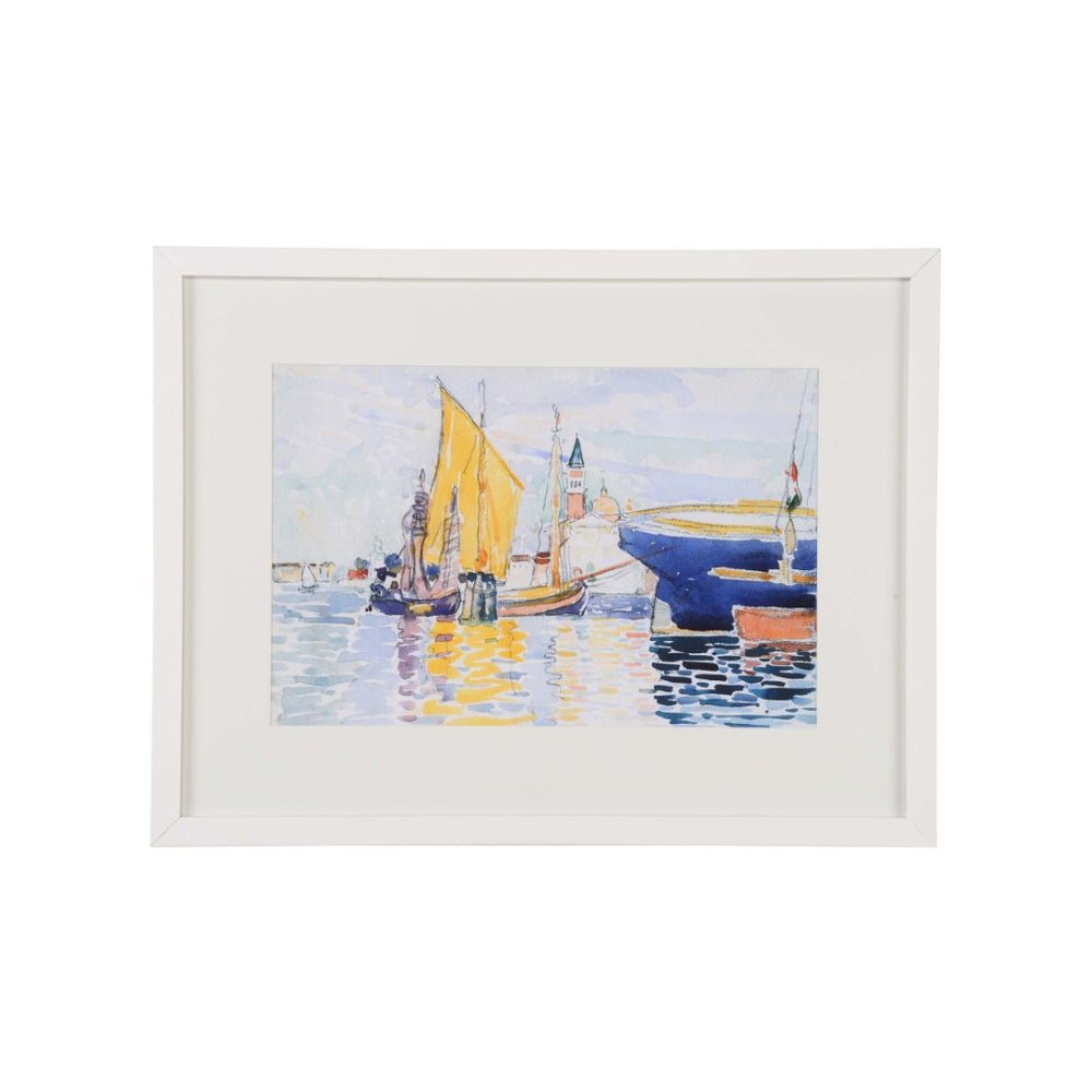 Chelsea House Venetian Coastal Print Framed In White Wood, GicléE Detail, White Mat & Glass – Elegant Ready-To-Hang Art 387168