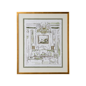Chelsea House The Vintage Room I — Hand-Embellished GicléE On Deckled Paper, Green Mat & Gold Box Frame, 39" X 32.75" 387185
