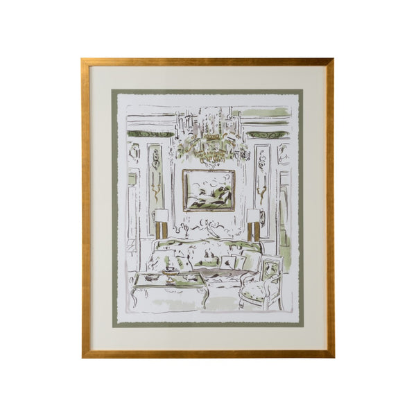 Chelsea House The Vintage Room I — Hand-Embellished GicléE On Deckled Paper, Green Mat & Gold Box Frame, 39" X 32.75" 387185