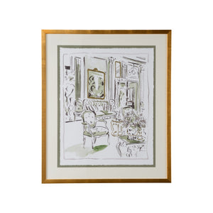 Chelsea House The Vintage Room Iv — Hand-Embellished GicléE On Fine Art Paper, Deckled Edge, Green Mat, Gold Frame (39" X 32.75") 387188