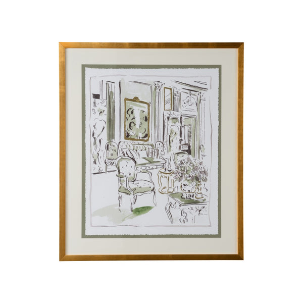 Chelsea House The Vintage Room Iv — Hand-Embellished GicléE On Fine Art Paper, Deckled Edge, Green Mat, Gold Frame (39" X 32.75") 387188