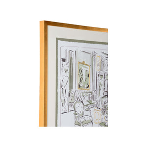Chelsea House The Vintage Room Iv — Hand-Embellished GicléE On Fine Art Paper, Deckled Edge, Green Mat, Gold Frame (39" X 32.75") 387188