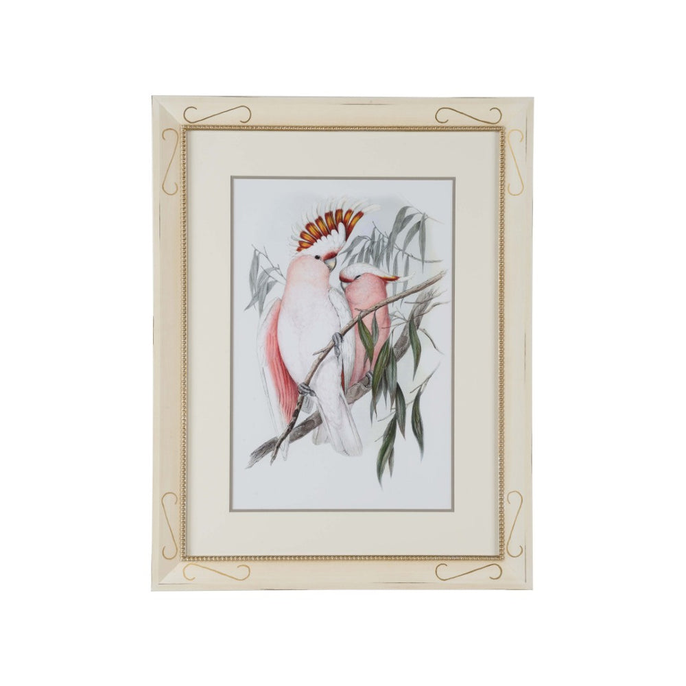 Chelsea House Pastel Parrots I Giclee Print — Hand-Embellished Pastel Parrots, Metallic Beaded Frame, Archival Color Fidelity 387189