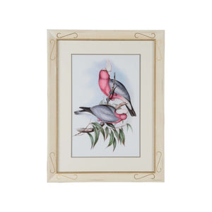 Chelsea House Pastel Giclee Parrots Ii – Hand‑Embellished Pastel Parrot Print In Cream Frame With Silver‑Gold Beaded Lip, Ready To Hang (35.5"X27.25") 387190