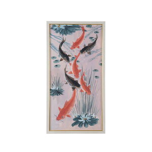 Chelsea House Traditional Koi Pond I - GicléE Print In Weathered White Frame With Gold Lip, Archival Museum Quality 387191