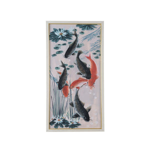 Chelsea House Traditional Koi Pond Ii - Framed 63"X33" GicléE Print With Weathered White Frame & Gold Lip Accent 387192