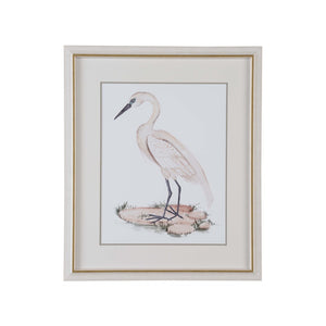 Chelsea House A White Heron I — Framed GicléE Print With White-Wash Frame & Gold Accent, Coastal Elegance 26.5X22.25 387193