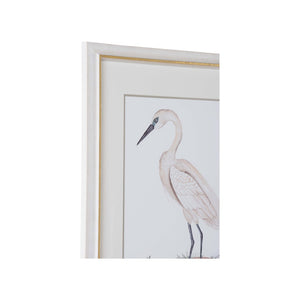 Chelsea House A White Heron I — Framed GicléE Print With White-Wash Frame & Gold Accent, Coastal Elegance 26.5X22.25 387193