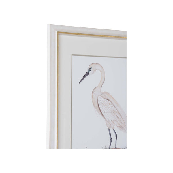 Chelsea House A White Heron I — Framed GicléE Print With White-Wash Frame & Gold Accent, Coastal Elegance 26.5X22.25 387193