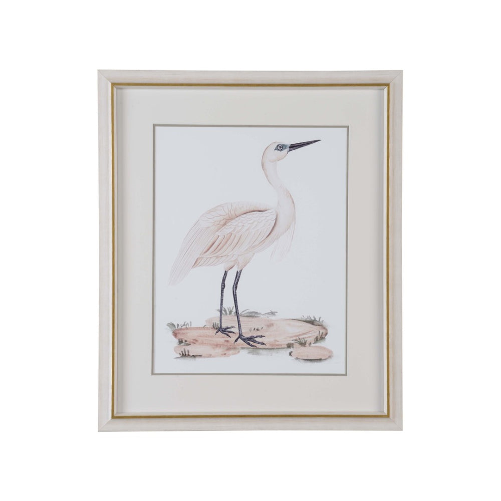 Chelsea House A White Heron Ii GicléE Print In White-Wash Frame With Gold Accent — Coastal Elegance, 26.5X22.25" 387194