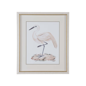 Chelsea House A White Heron Iii GicléE Print In White Wash Frame With Gold Accent — Coastal Elegance, Archival Quality 387195