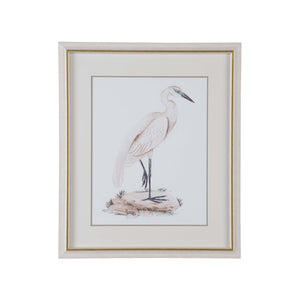 Chelsea House A White Heron Iv GicléE Print In White-Wash Frame With Gold Accent, Coastal Art Ready To Hang (26.5" H) 387196