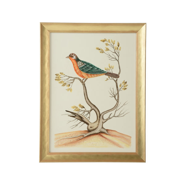 Chelsea House Watercolor Bill Cain Hand-Painted Bird Art In Gold Wood Frame — 25X19in Champagne Palette Elegance 387216