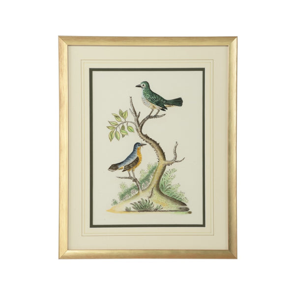 Chelsea House Cain Hand-Painted Watercolor Birds By Bill Cain In Champagne Gold Wood Frame, 20"X16" Ready-To-Hang 387226