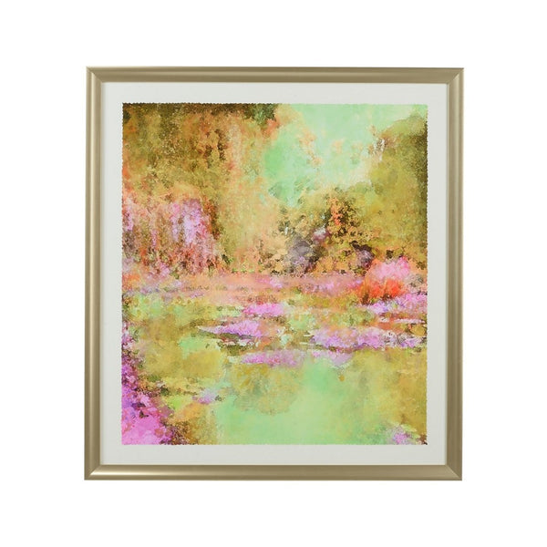 Chelsea House Monet's Garden Giclee Print By Trisha Ferguson In Gold Wood Frame, Archival Deckled Edge, 43X47" Impact 387228