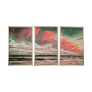 Chelsea House Tangerine Coastal Triptych By Trisha Ferguson — GicléE Canvas Trio With Champagne Wood Frame, 40.5X76.5" 387240