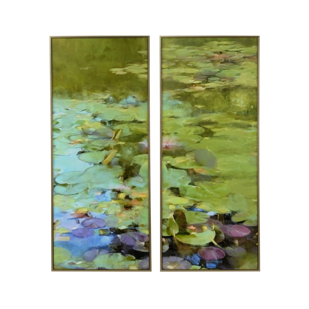 Chelsea House Light On Lily Pond — Trisha Ferguson GicléE On Canvas, Champagne Wood Frame, 61"X52" Gallery-Ready Artpiece 387241