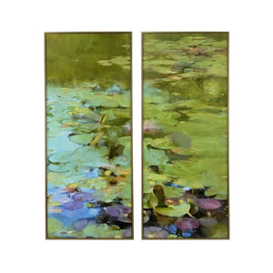 Chelsea House Light On Lily Pond — Trisha Ferguson GicléE On Canvas, Champagne Wood Frame, 61"X52" Gallery-Ready Artpiece 387241
