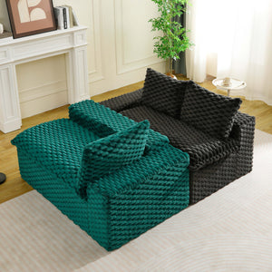 English Elm Luxury Color-Block Turtle Velvet Sofa - Versatile & Stylish Seating For Cozy Living Room Gatherings W3371S00052