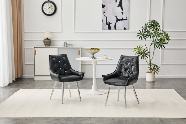 English Elm Crocodile Textured Pu Leather Accent Chair Diamond Tufted with Chrome Metal Legs W3493P456316