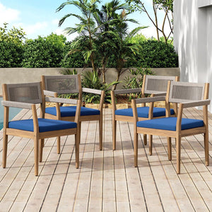 English Elm Christopher Knight Home® - Braided Acacia Wood Outdoor Dining Chairs Set Of 4 – Stylish Teak Finish With Navy Cushions & Rope N770P286668N004