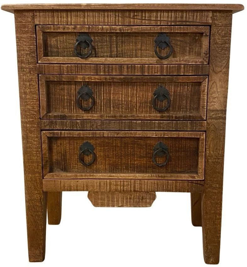 Homeroots Vintage Rustic Farmhouse Three Drawer Dresser  Solid Wood 387691