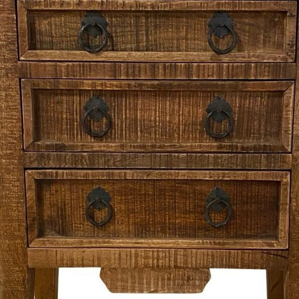 Homeroots Vintage Rustic Farmhouse Three Drawer Dresser  Solid Wood 387691