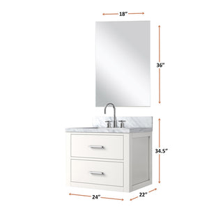 English Elm White Single Bath Vanity Set With Acrylic Countertop, Frameless Mirror & Chrome Faucet For Small Spaces B2731S01970-GIGA