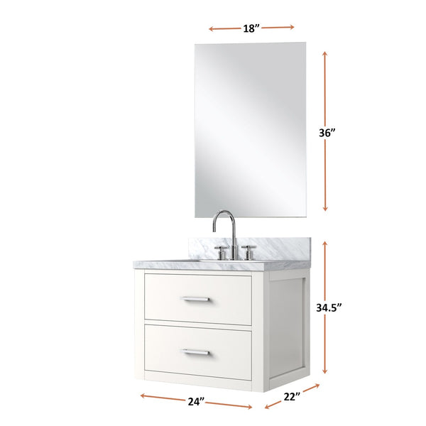 English Elm White Single Bath Vanity Set With Acrylic Countertop, Frameless Mirror & Chrome Faucet For Small Spaces B2731S01970-GIGA