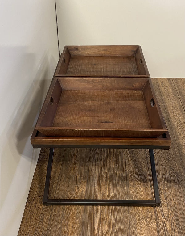 Homeroots 27" Brown And Black Solid Wood Coffee Table   387716