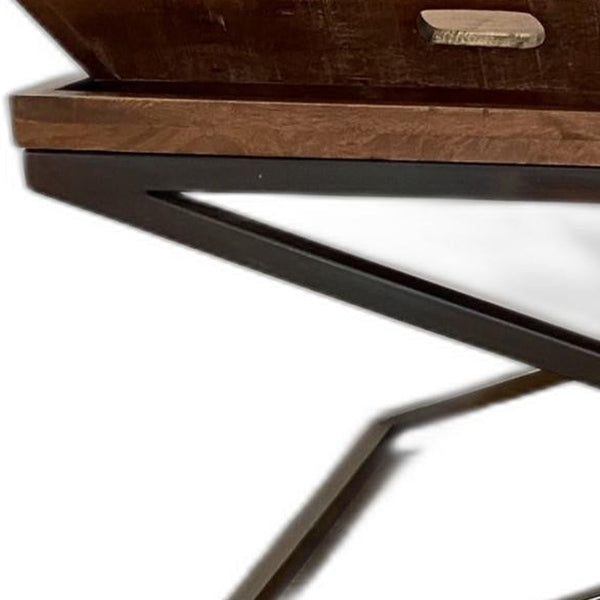 Homeroots 27" Brown And Black Solid Wood Coffee Table   387716