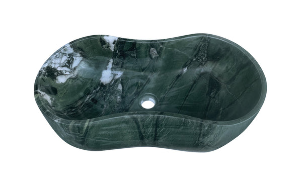 English Elm Green Natural Marble Vessel Sink - Luxurious Polished Stone For Timeless Bathroom Elegance, 23.6" X 14.2" W1696P333271